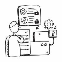IT manager with tech infrastructure concept as An IT managers profile blended with tech infrastructure symbolizing innovation and technological advancement during a company open ho Dynamic vector