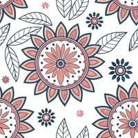 Intricate Mandala and floral motifs seamless tile pattern with vibrant colors and detailed designs concept as Vibrant colors highlight intricate Mandala and floral motifs in seamle Dynamic vector
