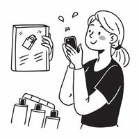 Influencer reviewing a mockup skincare set concept as An influencer reviews a mockup skincare set emphasizing the benefits of each product Ideal for skincare and beauty ads in Ph Dynamic vector