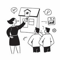 Influencer hosting a mockup house for sale event concept as An influencer hosts a mockup house for sale event engaging with potential buyers and showcasing the propertys features Dynamic vector