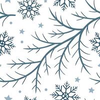 Icy branches and snowflakes seamless tile pattern with shimmering frost details concept as Shimmering frost on icy branches and snowflakes creates a seamless tile pattern perfect f Dynamic vector