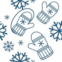 Icy snowflake and mitten seamless tile pattern with cool blue and white tones concept as Cool blue and white tones highlight icy snowflakes paired with cozy mittens in a seamless t Dynamic vector