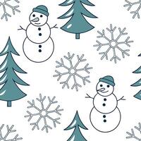Icy snowflake and snowman seamless tile pattern with playful winter elements and cool tones concept as Playful snowmen paired with icy snowflakes create a seamless tile pattern wit Dynamic vector