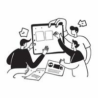 HR team collaborating on employee engagement strategies concept as A illustration of an HR team collaborating on employee engagement strategies using charts and digital tool Dynamic vector