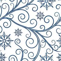 Icy snowflake swirl seamless tile pattern with elegant curves and sparkling frost concept as Elegant swirling snowflakes with sparkling frost create an icy snowflake swirl seamless Dynamic vector