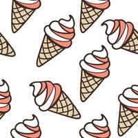 Ice cream cone seamless tile pattern with swirls of chocolate vanilla and strawberry for a sweet summer feel concept as Swirls of chocolate vanilla and strawberry ice cream cones c Dynamic vector