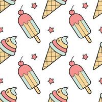Hot summer seamless pattern with ice cream cones and popsicles for a sweet playful vibe concept as Ice cream cones and popsicles arranged in a seamless pattern for a playful and sw Dynamic vector