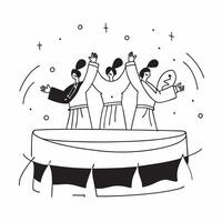 Hispanic performers on stage concept as High resolution image of Hispanic performers on stage with a festive backdrop showcasing cultural richness and artistic expression in Photo Dynamic vector