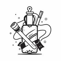 Hiking poles and water bottle icon with copy space for adventure ads concept as A modern hiking poles and water bottle icon design with generous copy space perfect for enhancing ad Dynamic vector