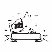 Hiking boots and tent symbol with copy space for website banners concept as A sleek hiking boots and tent symbol with generous copy space suitable for creating eye catching website Dynamic vector