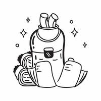 Hiking boots and backpack icon with space for text and icons on a white background concept as A versatile hiking boots and backpack icon featuring space for both text and icons on Dynamic vector