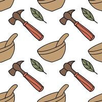 Heritage crafts and traditional tools seamless tile pattern with rustic tones concept as Rustic tones emphasize heritage crafts and traditional tools in seamless tile pattern in P Dynamic vector