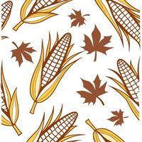 Harvest inspired corn stalks and leaves seamless tile pattern with warm earthy tones concept as Corn stalks and autumn leaves in warm earthy tones create a harvest inspired seamles Dynamic vector