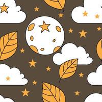 Harvest moon and stars seamless tile pattern with warm lights and autumn night sky concept as Warm lights and a harvest moon with stars create a seamless tile pattern inspired by t Dynamic vector