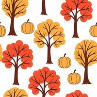 Harvest autumn trees seamless tile pattern with apple orchards and pumpkin vines for festive fall decor concept as Apple orchards and pumpkin vines arranged seamlessly with autumn Dynamic vector