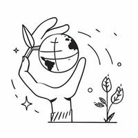 Hand holding a cut leaf with a wind farm in the background concept as A hand holding a cut leaf with a wind farm in the background symbolizing renewable energy and corporate social Dynamic vector