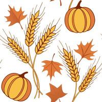 Harvest wheat and pumpkins arranged seamlessly with autumn leaves to create traditional and warm fall home decor concept as Harvest wheat and pumpkins arranged seamlessly with autu Dynamic vector