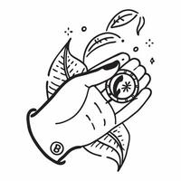 Hand holding a cut leaf with a CSR logo concept as A hand holding a cut leaf with a CSR logo in the background representing corporate social responsibility branding and commitment Dynamic vector