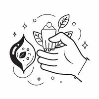 Hand holding a cut leaf with a community cleanup event concept as A hand holding a cut leaf with a community cleanup event in the background highlighting community involvement and Dynamic vector