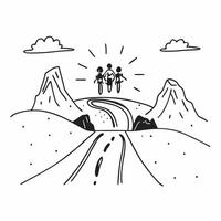 Group hiking through a cool mountain pass concept as High resolution image of a group hiking through a cool mountain pass to escape the heat emphasizing adventure nature and teamwo Dynamic vector