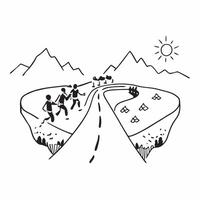 Group hiking through a cool mountain trail concept as High resolution image of a group hiking through a cool mountain trail to escape the heat highlighting adventure nature and tea Dynamic vector