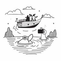 Group enjoying a boat trip on a serene lake concept as High resolution image of a group enjoying a boat trip on a serene lake to escape the heat capturing relaxation fun and natura Dynamic Set 2 vector