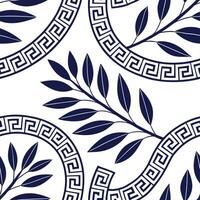 Greek key patterns and olive branches seamless tile design with classic white and blue tones concept as Classic white and blue tones highlight Greek key patterns intertwined with o Dynamic Set 2 vector