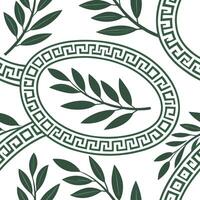 Greek key patterns and olive branches seamless tile design with classic white and blue tones concept as Classic white and blue tones highlight Greek key patterns intertwined with o Dynamic vector