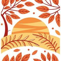 Golden autumn sunset seamless tile pattern with warm hues and nature inspired elements concept as Golden hues of autumn sunset blend with nature inspired elements to create a warm Dynamic vector