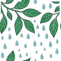 Gentle spring rain seamless tile pattern with soft raindrops on fresh green leaves symbolizing growth concept as Soft raindrops on fresh green leaves create a rejuvenating seamless Dynamic vector