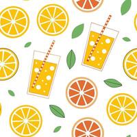 Fun summer seamless tile pattern with citrus fruits and refreshing drinks for a lively outdoor party concept as Bright citrus fruits and refreshing drinks in a seamless tile patter Dynamic vector