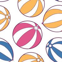 Fun beach balls seamless tile pattern with vibrant colors and playful summer vibes concept as Vibrant colorful beach balls form a fun and playful seamless tile pattern that screams Dynamic vector