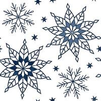 Frosty snowflake mosaic seamless tile pattern with intricate geometric designs and shimmering accents concept as Intricate geometric snowflakes with shimmering accents form a frost Dynamic vector