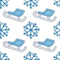 Frosty snowflake and sled seamless tile pattern with playful winter activities and cool tones concept as Playful sleds paired with frosty snowflakes create a seamless tile pattern Dynamic vector