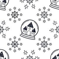 Frosty snowflake and snow globe seamless tile pattern with magical winter elements concept as Magical snow globes paired with frosty snowflakes create a seamless tile pattern with Dynamic vector