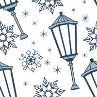 Frosty snowflake and ice lantern seamless tile pattern with shimmering winter accents concept as Shimmering ice lanterns paired with snowflakes create a frosty seamless tile patter Dynamic vector