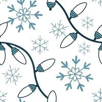 Frosty snowflake and holiday lights seamless tile pattern with sparkling winter accents concept as Sparkling holiday lights paired with frosty snowflakes create a seamless tile pat Dynamic vector