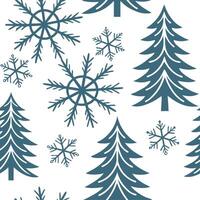 Frosty snowflake and pine tree seamless tile pattern with winter forest theme and icy textures concept as Frosty snowflakes and pine trees create a seamless tile pattern with a win Dynamic vector