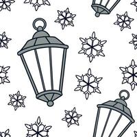 Frosty snowflake and lantern seamless tile pattern with glowing winter elements concept as Glowing winter lanterns paired with frosty snowflakes create a seamless tile pattern with Dynamic Set 2 vector