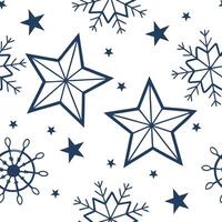 Frosty snowflake and holiday star seamless tile pattern with glowing winter accents concept as Glowing winter stars paired with snowflakes create a frosty seamless tile pattern wit Dynamic vector