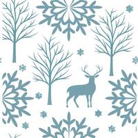 Frosty snowflake and deer silhouette seamless tile pattern with winter forest theme concept as Snowflakes paired with deer silhouettes create a frosty seamless tile pattern with a Dynamic vector