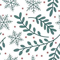 Frosty snowflake and holiday garland seamless tile pattern with festive greenery and lights concept as Festive greenery and lights paired with snowflakes create a frosty seamless t Dynamic vector