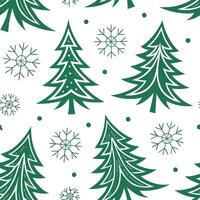 Frosty snowflake and Christmas tree seamless tile pattern with festive green and white tones concept as Festive green and white Christmas trees paired with snowflakes create a fros Dynamic vector