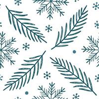 Frosty snowflake and evergreen seamless tile pattern with cool winter hues concept as Cool winter hues highlight frosty snowflakes and evergreen branches in a seamless tile pattern Dynamic vector