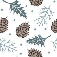 Frosty snowdrift and pinecone seamless tile pattern with winter textures and cool tones concept as Snowdrifts and pinecones with winter textures create a frosty seamless tile patte Dynamic vector