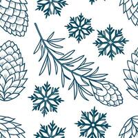 Frosty pinecone and snowflake seamless tile pattern with cool blue tones concept as Frosty pinecones paired with snowflakes create a seamless tile pattern with cool blue tones for Dynamic vector