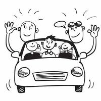 Friends taking a test drive together concept as High resolution image of friends taking a test drive together for their first car with a glossy backdrop capturing the excitement an Dynamic Set 2 vector