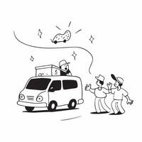 Friends on a road trip with a campervan concept as A group of friends embarks on a road trip with a campervan exploring scenic routes and enjoying the freedom of travel Ideal for Dynamic Set 2 vector