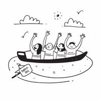Friends having fun on a boating trip concept as A group of friends enjoys a fun filled boating trip on a beautiful lake embodying adventure and friendship Great for travel and adv Dynamic Set 2 vector
