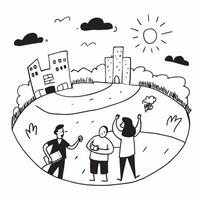 Friends enjoying a cool city park concept as High resolution image of friends enjoying a cool city park to escape the heat capturing relaxation fun and green space in Photo Stock Dynamic vector